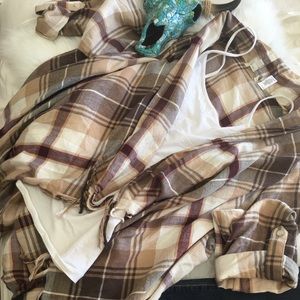 Tan plaid cardigan top